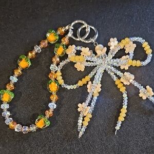 Elegant Crystal Beaded Purse Chain with Bow Charm